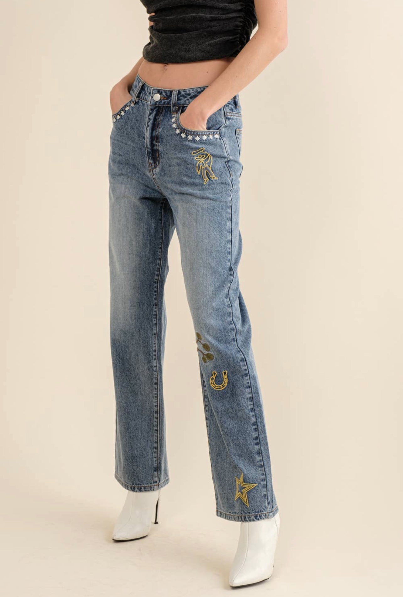 Western Embroidered Denim Jeans
