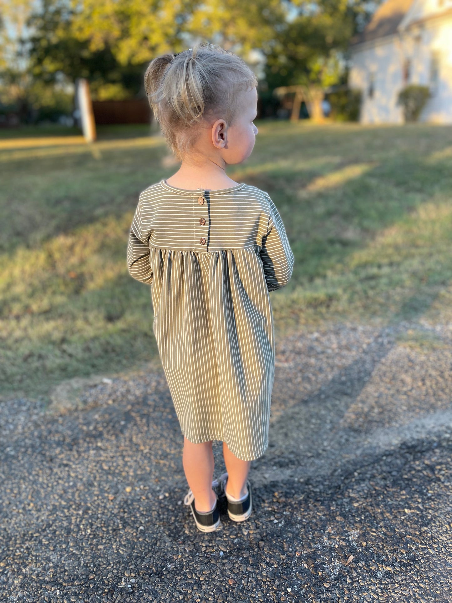 Olive stripe pocket dress
